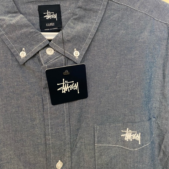 Stussy XXL slim fit chambray shirt new with tags. Vintage from 2015 very rare - Picture 2 of 3